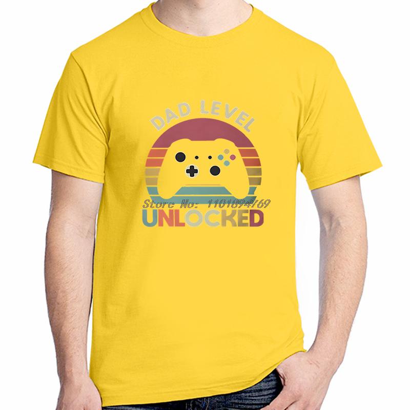 Fathers Day Daddy Grandpa Unisex Tshirt Dad Level Unlocked Retro New Dads Fashion Cotton Tshirt Streetwear Hipster Tees Tops