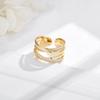 20mm Gold Sliver Color Paved Diamond Cuff Rings For Women Layered Figure Accessory