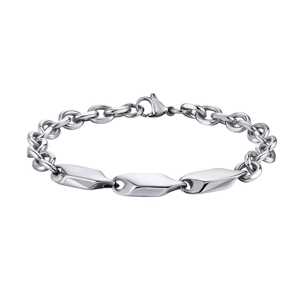 Handmade Stainless Steel Twisted Bracelet Silver Color Punk Style Cool Wristband for Women And Men