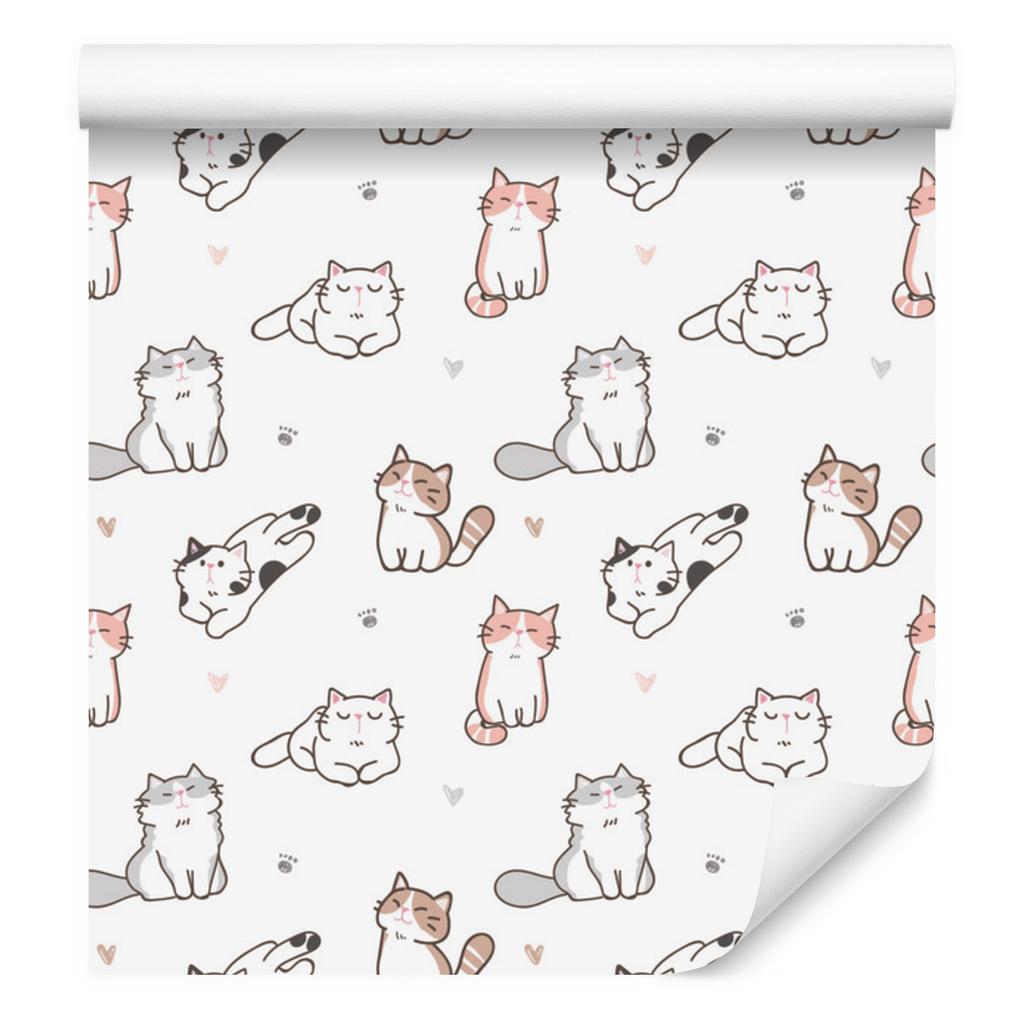 Cartoon Style Kittens Wallpaper for Living Room and Bedroom 50x1000