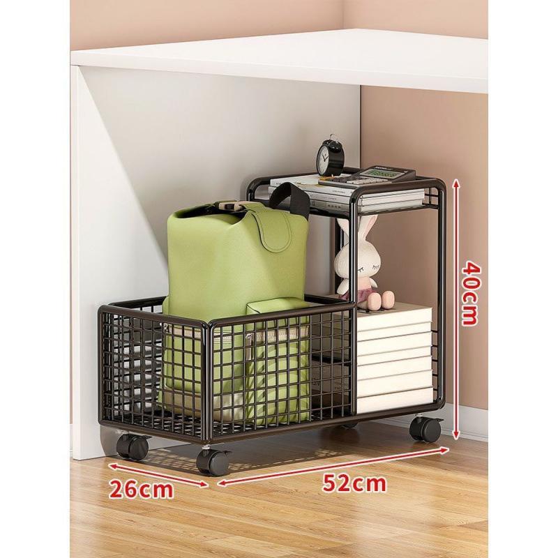 Mobilní úložný regál na batohy s kolečky - Kompaktní kancelářský vozík a organizér s košíky