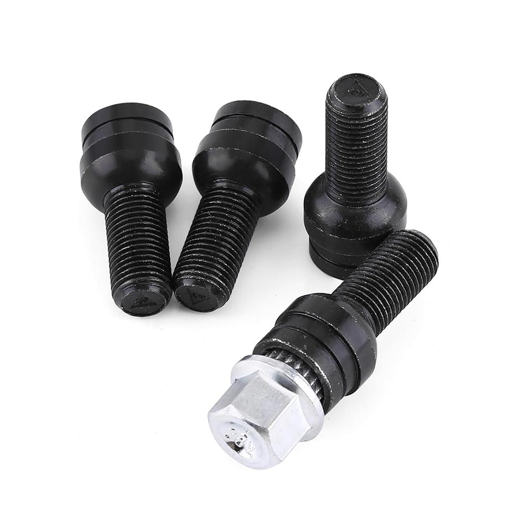 Locking Wheel Nut Set, 4Pcs M14*1.5MM Steel Wheel Bolt Lock Lug Nut Set with Key Replacement Accessories Black