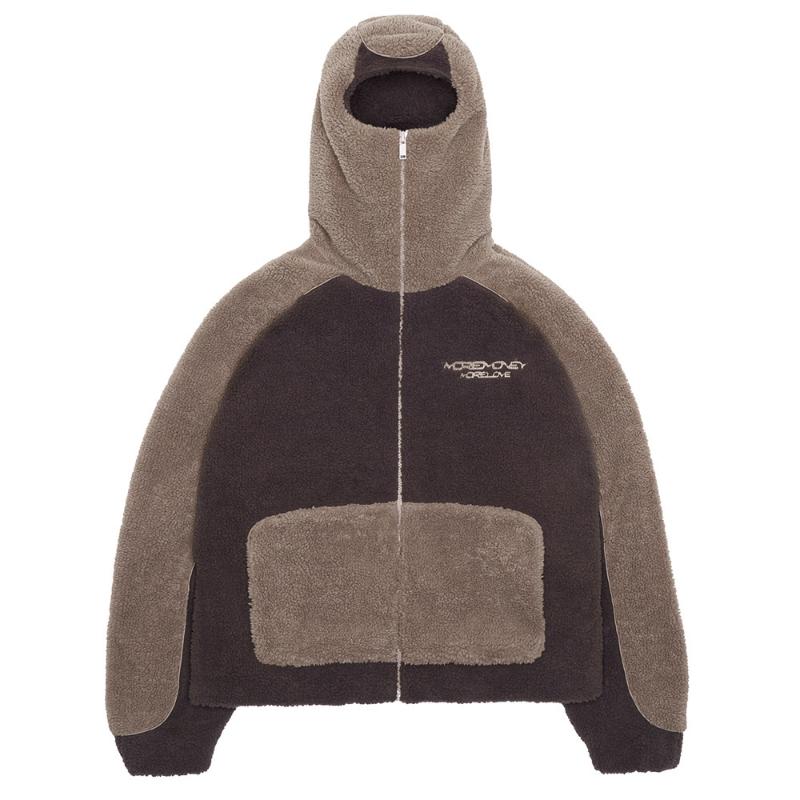 

European and American autumn and winter trend loose unisex color blocked patchwork hooded cardigan jacket S