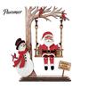 Wooden Snowman Decorations 3D Santa Swing Tabletop Decor, Christmas Ornament, Hand Painted Xmas Gift Farmhouse Indoor Shelf Mantel Display,