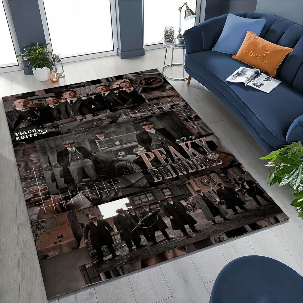 3D Tommy Shelby P-Peaky B-Blinders Kunst Teppich für Schlafzimmer Wohnzimmer Sofa Zuhause Fußmatte Dekor, Große Kinder Rutschfeste Bodenmatte
