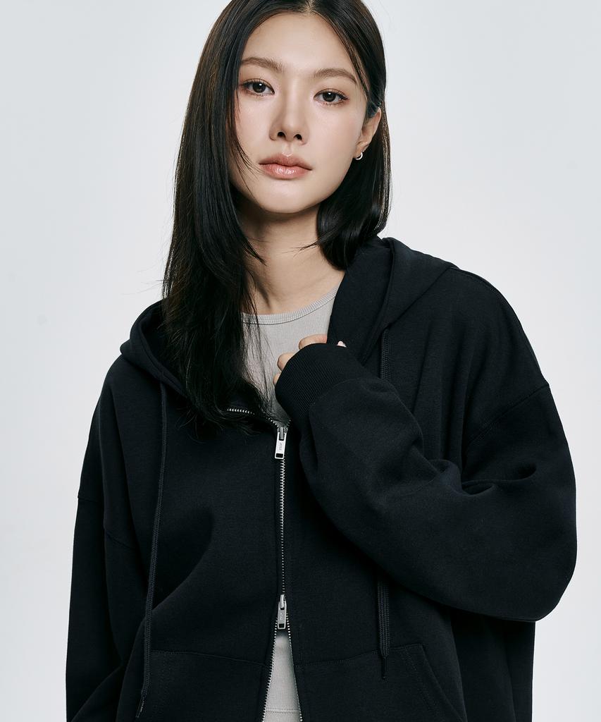 Atez Essential Oversized Sweat Zip-Up Hoodie [Black]