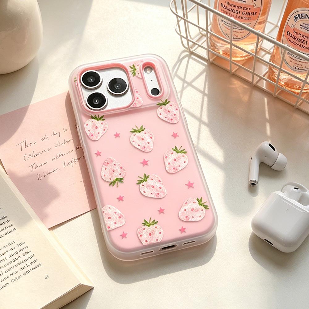 White Strawberry for Vivo Millet Oppo Huawei Mate Matte 17pro Mobile Phone Case Apple 17/16 Niche Women