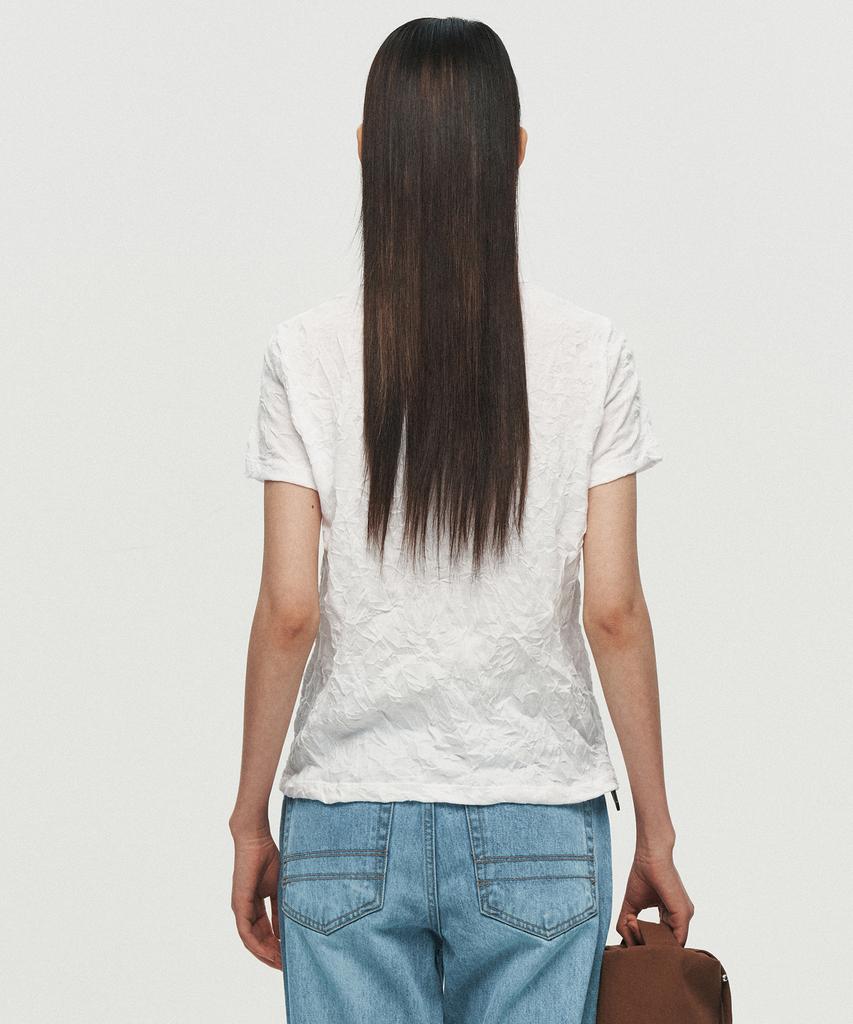 Hoite Crinkle Texture T-Shirt (White)