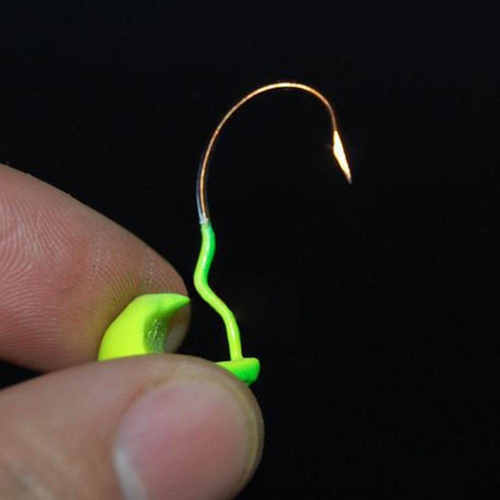 5Pcs Set Round Inverted Jigging Hook Colored Design Soft Worm Grub Hook  Soft Bait Fishing