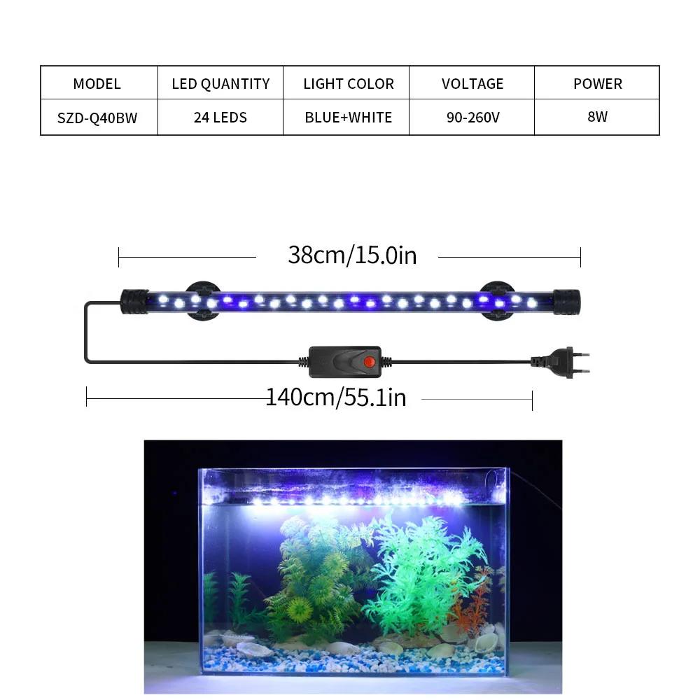 Pflanzenwachstumslicht Aquarium LED-Licht Wasserdicht Fischbeckenlicht 18-48CM Unterwasser-Aquarien Dekor Beleuchtung 90-260V 5730 Chip