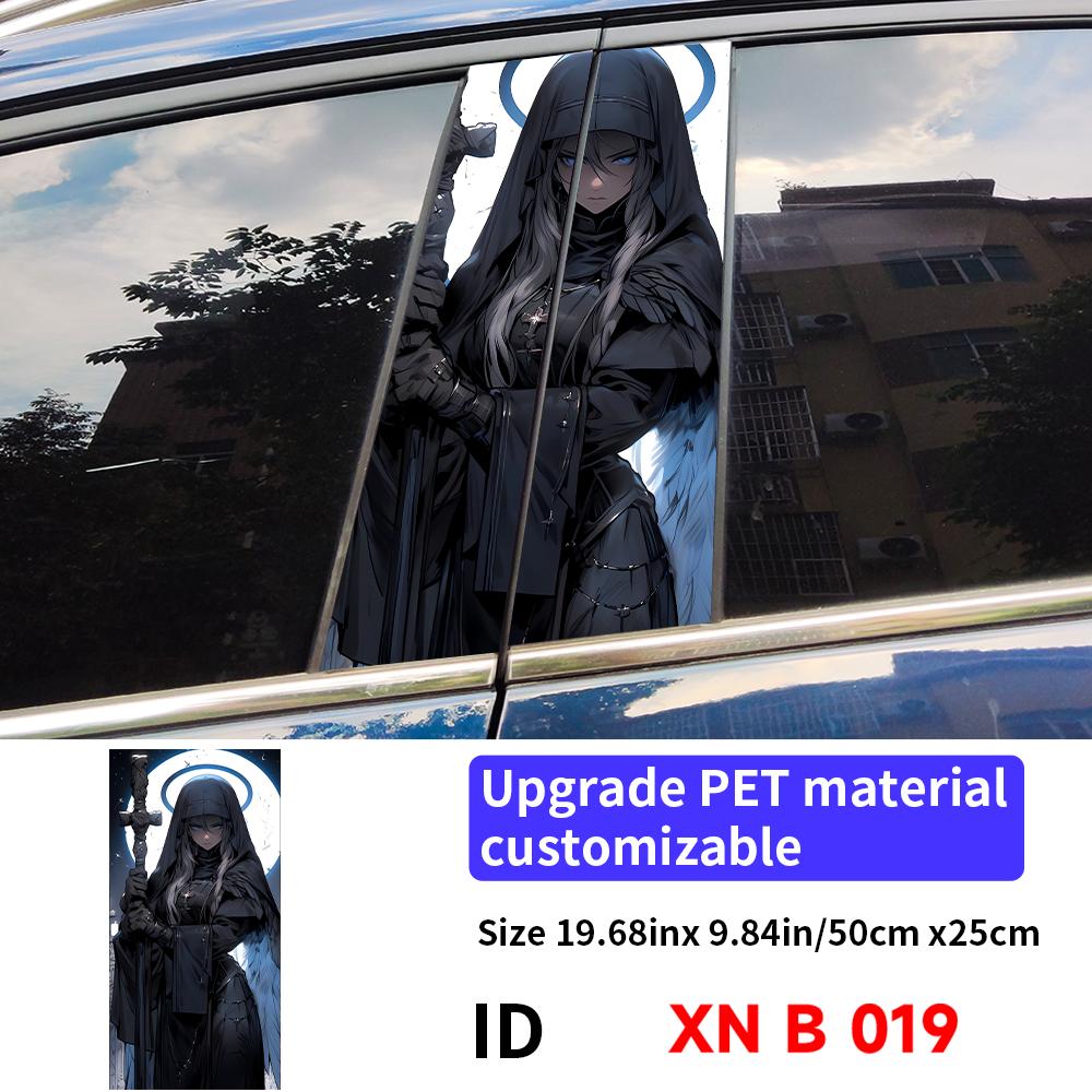 Gothic Nun Sister Car Halloween Sticker Auto B-pillar Car Center Column Decor Cover Scratches Waterproof Vinyl Decal Accessories