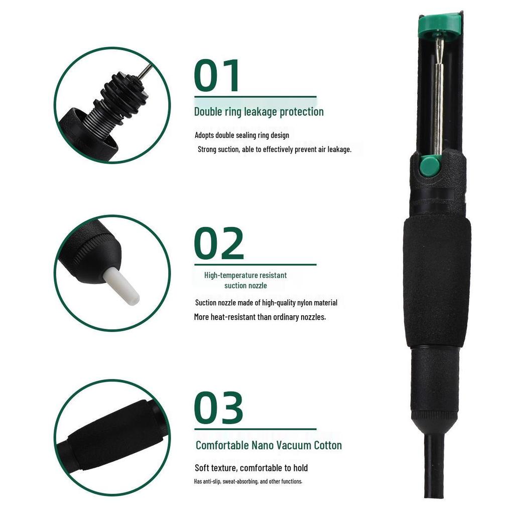 High-Performance Desoldering Pump & Iron with Silicone Tip for Home Repairs