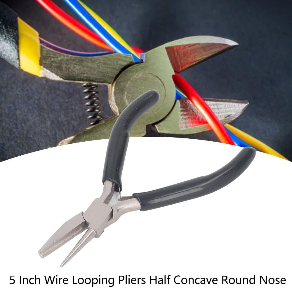 2pcs Half Concave Nose Round Nose Pliers Wire Looping Wire Bending Pliers For DIY Jewelry Making