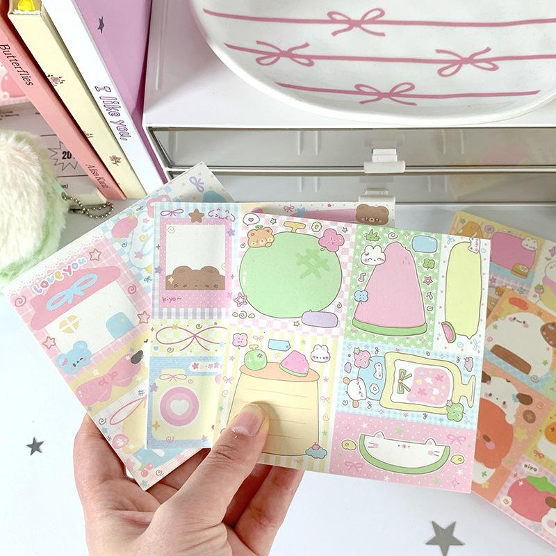 2Pcs Cute Kawaii Puppy Non Stick Sticky Notebook Simple Cartoon Notepad Stationery Index Tab Check List To Do Planner Stationery