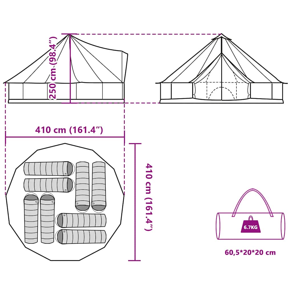 Tipi Family Tent for 8 Persons Blue Waterproof