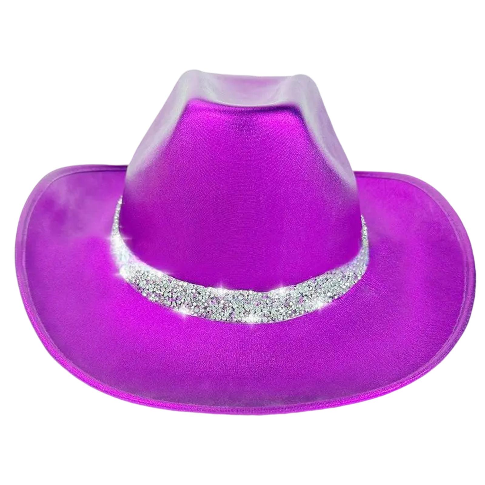 

Jeweled Cowboy Hats Heavy Crystal Panama Hat Surprise Gift for Girl Boys Bride Hat for Carnivals Music Festival фіолетовий
