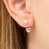 Silver Heart Pearl Jacket Earrings RA25D03J