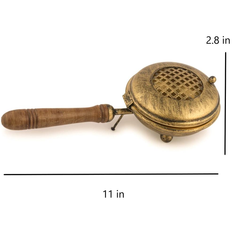 Dhoop Dani Dhuni Loban Brännare, Diameter 4.3(Metall, Rund, Guld)