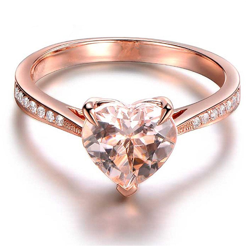 

Heart Shaped Pink Diamond Ring for Women Rose Gold Plated Fashion Jewelry Engagement Wedding Ring Size 6 Gift for Her Valentine рожевий колір золота