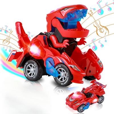 Transforming Car Dinosaur Toy for Kids, Dino Transformer Toy Car with Light Music for Toddlers 1-3, Christmas Gifts for Boys