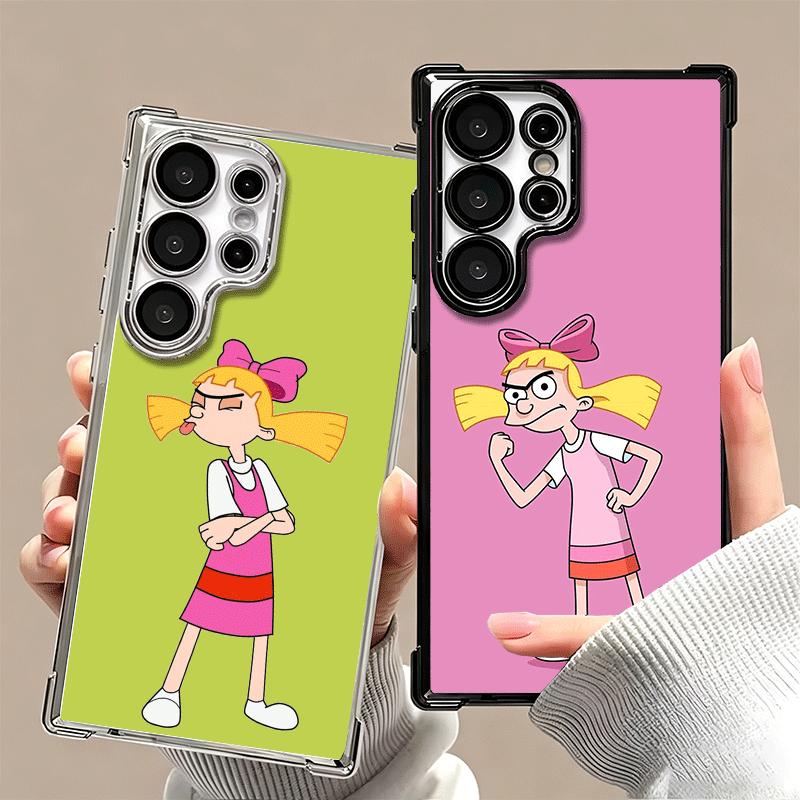 Cartoon Hey Arnold Helga Galvanisiert Handyhülle Für Samsung Galaxy S24 S25 FE S26 Edge S23 Ultra S22 S21 Plus S20 Anti-Fall Airbag