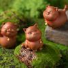 Lucky Bell Cat Tea Pet - Handmade Purple Sand Kitten Statue, Cute Office & Home Decoration, Chinese Style Gift