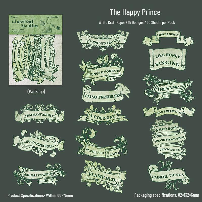 

Beautiful Day Vintage Literary Label Stickers - Classical Figures, 6 Styles, Set of 30 Sheets