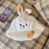 Rabbit ears plush hat women's autumn and winter warm big head circumference bucket hat cartoon college wind washbasin hat