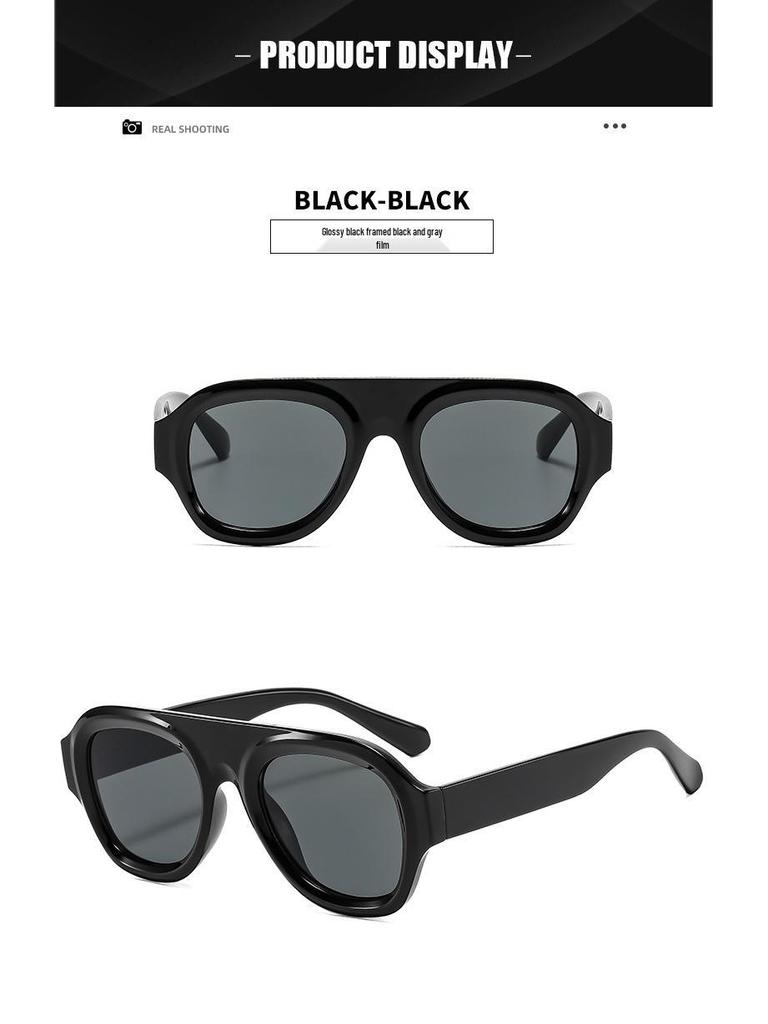2025 Retro Round Frame Sunglasses: European & American Trend, Black Ins Celebrity Style