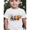 European sizes Summer Boys' Stylish Short-Sleeve T-Shirt Featuring Cartoon Prints of a Giraffe, Elephant, Lion, And Tiger Breaking Through a Wall