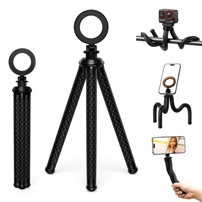 Flexibler Magnetischer Handyhalterung Ständer Leichtgewichtige Bequeme Desktop Krake Stativ 1/4 Zoll Halterung für Verschiedene Geräte