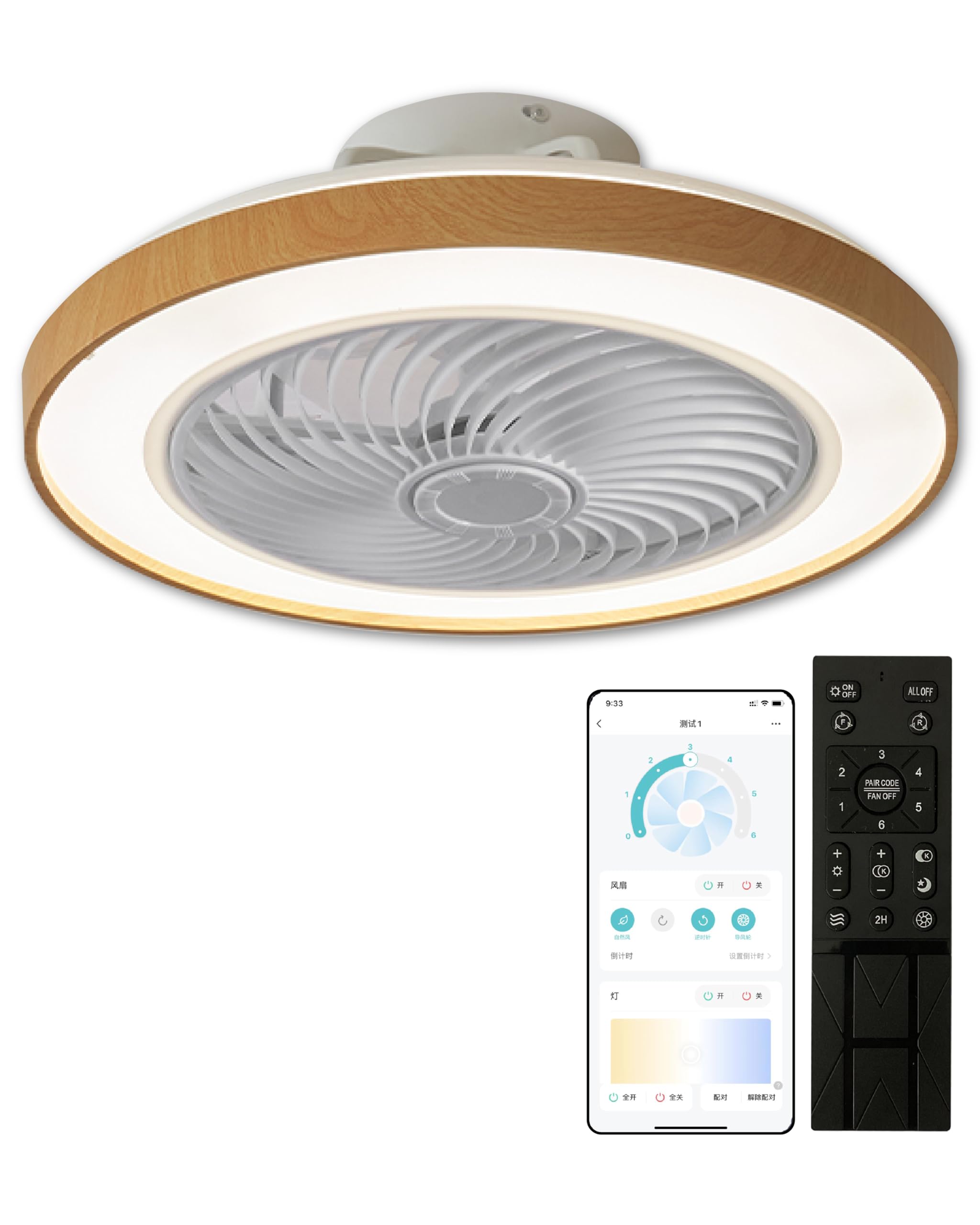 

XINGMU LED Ceiling Fan with Light, 360-Degree Swivel, Energy-Saving, Suitable for Cooling and Heating Rooms, 50cm Diameter, 3900LM, Dimmable, Color