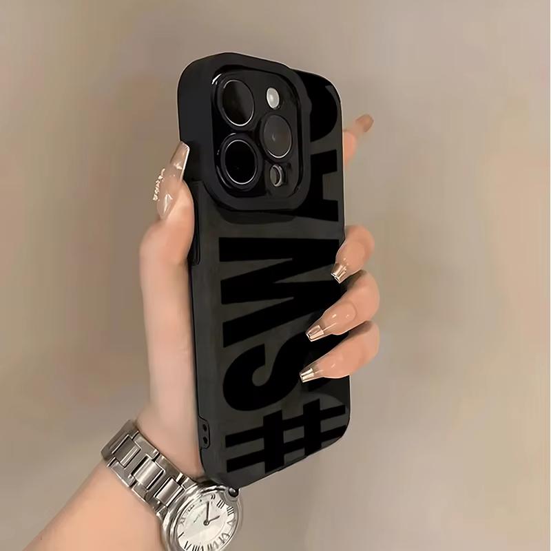 SWAG Black Letter Phone Case For iPhone 16 15 17 Pro Max 14 13 12 11 17 Air XR X XS 7 8 Plus 16E Shockproof Protective Cover