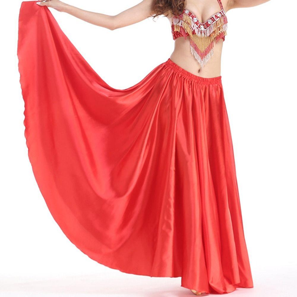 Large Swing Satin Skirt Sparkling Satin Maxi Long Skirt Fashion Dancer Practice Wear  Women