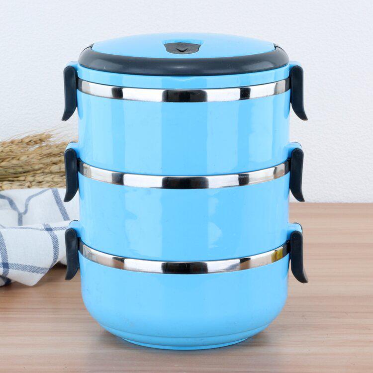 Stainless Steel Multi-layer Insulated Bento Box for Students and Office Use