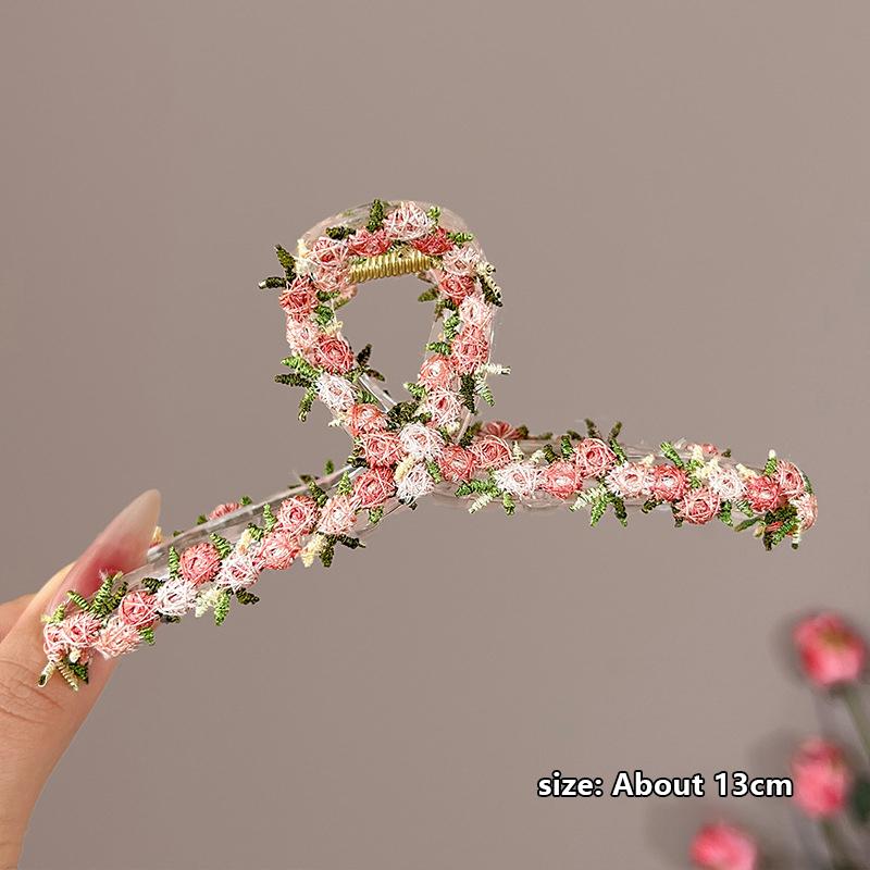 Spring Fairy Pink Flower Love Hairpin Female Side Bb Clip Grab Clip Back Of The Head Shark Clip Headdress Hairpin