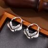 Silver Needle Geometric Heart Hoop Earrings - Retro & High-End Style for a Bold Look