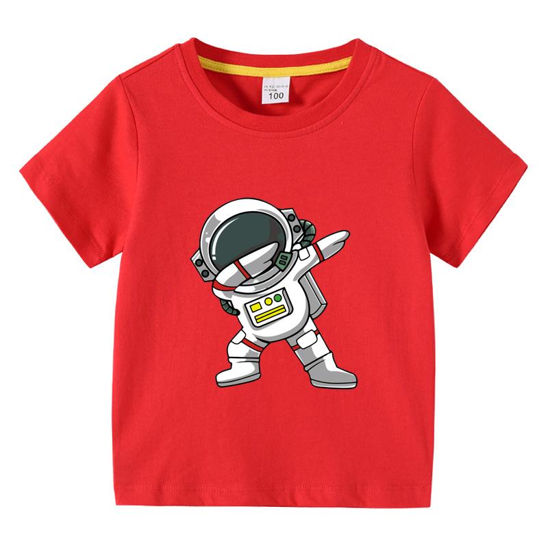 Children's clothing fashion astronaut pattern short sleeved T-shirt, children's boys round neck top T-shirt, children's summer clothes
