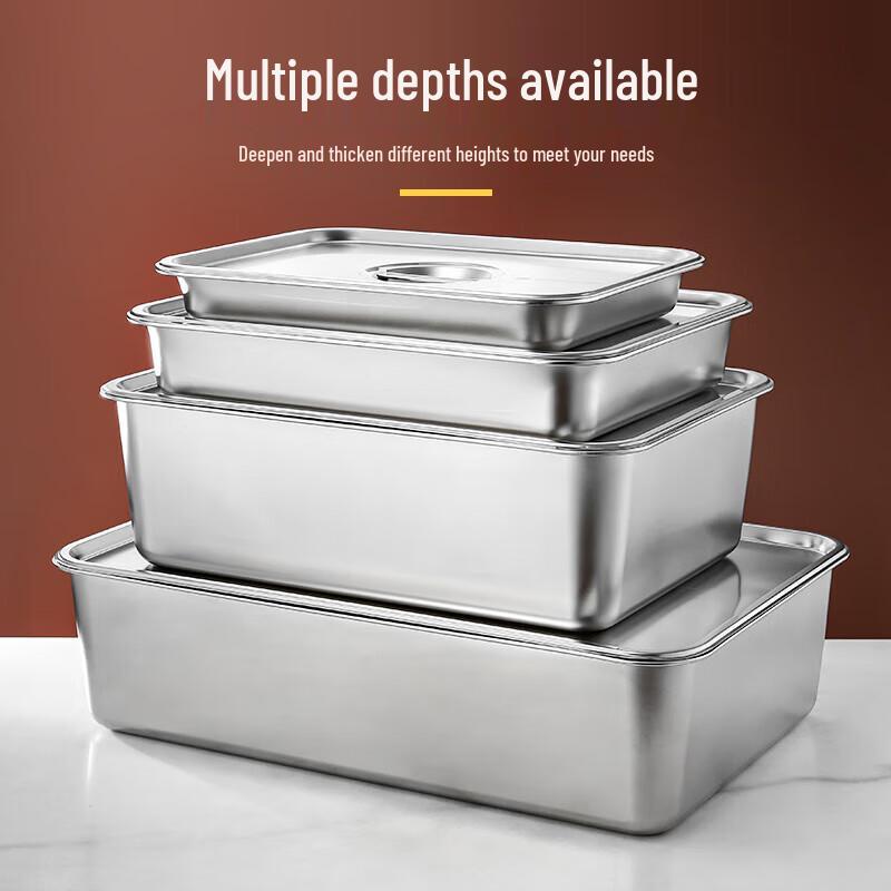 Stainless Steel Deep Food Tray with Lid