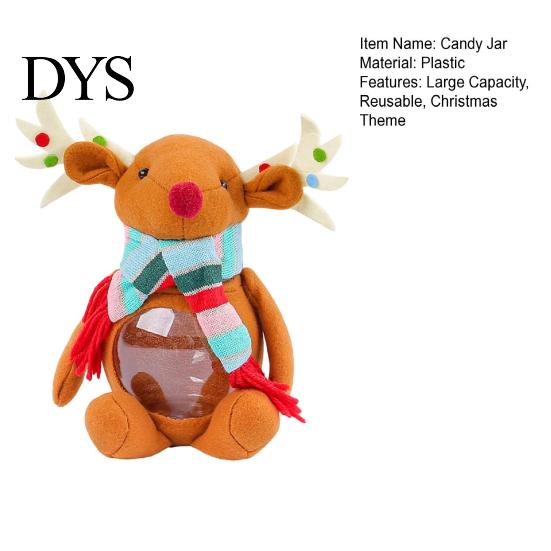 Holiday Keepsake Container Christmas Candy Jar, 3D Plush Reindeer Bear Clear Treat Festive Gift Box with Scarf, Snack Storage for Kids