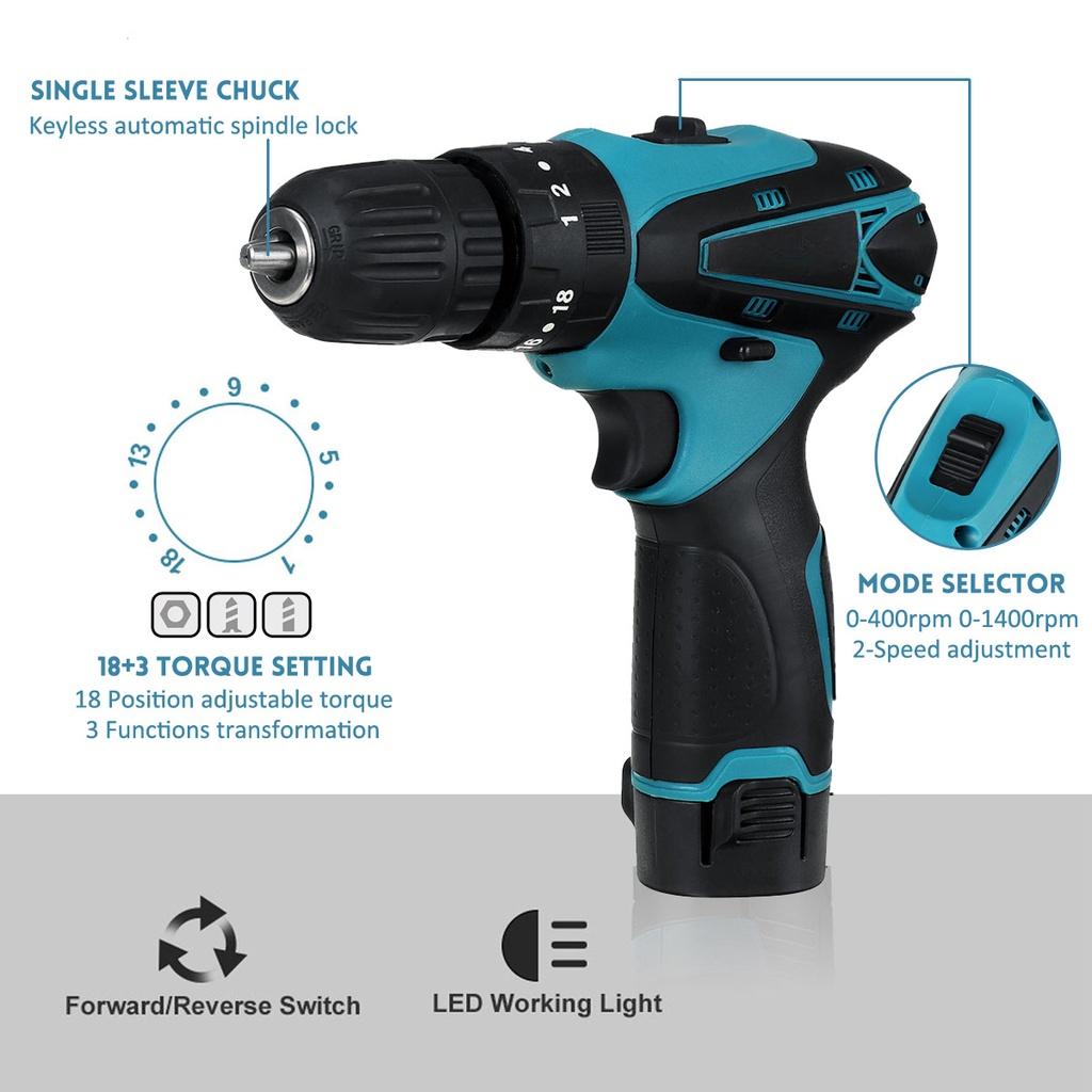 Șurubelniță Electrică Fără Perii DC 12V 1/4 inch + Mașină de Găurit Electrică Reîncărcabilă cu Baterie Litiu Scule Electrice cu Cutie