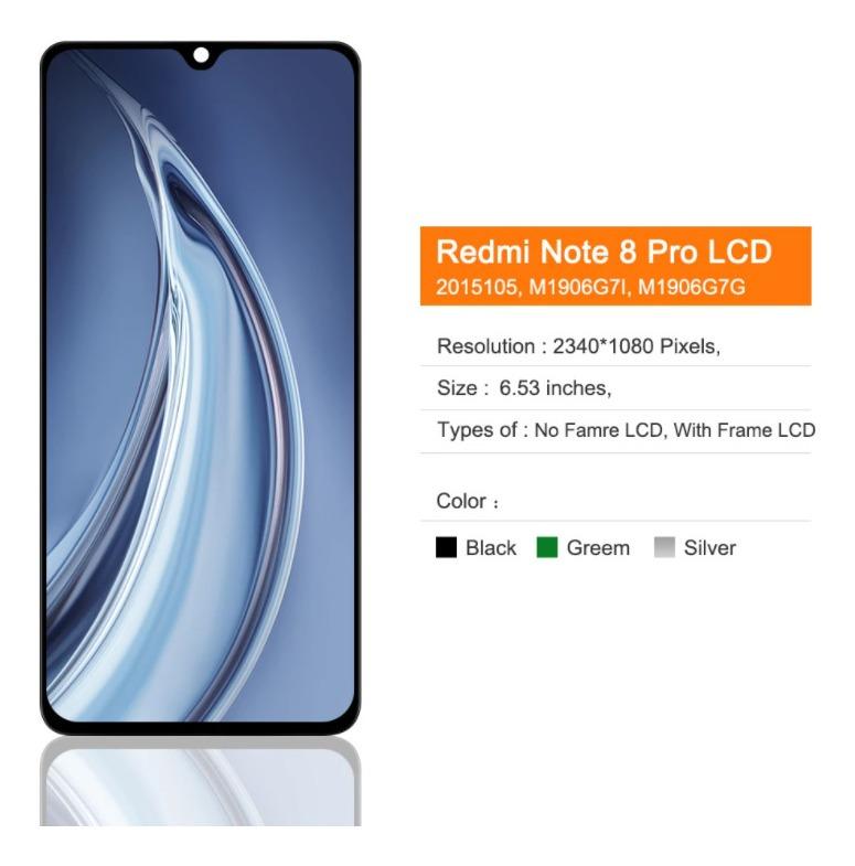 For Redmi Note 8 Pro LCD Display With Frame Touch Screen Assembly