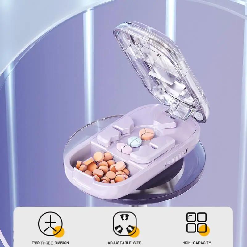 3in1 Medikamentenschneider Präzises Schneiden in Hälfte / Drittel / Viertel Tablettenteiler Organizer Tragbarer Tablettenteiler