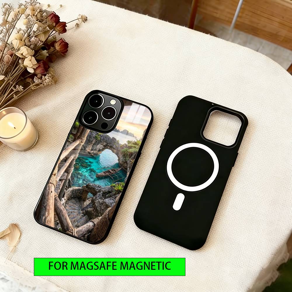 

Secret Island Phone Case For iPhone17,16,15,14,13,12,11 Plus,Pro Magnetic with Magsafe Wireless Charging iPhone12Pro