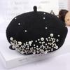 Meier Children's beret, girl baby autumn and winter knitted woolen pearl bud hat, pumpkin hat