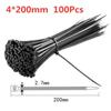 100 PCS Self-locking Plastic Nylon Tie Black 5X300 Cable Tie Fastening Ring 3X200 Cable Tie Zip Wraps Strap  Nylon Cable Tie Set