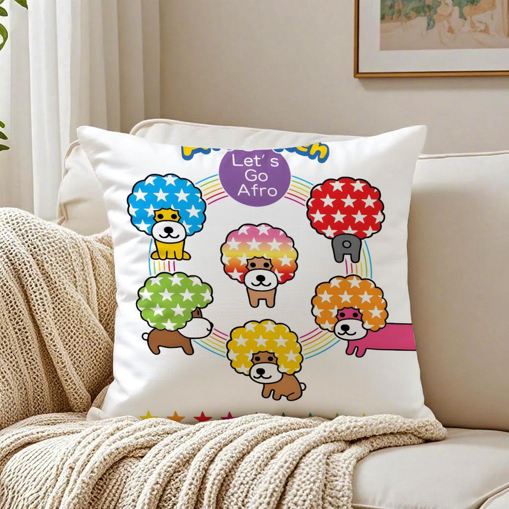 Cute Funny Japan AAfro KKen Cushion Cover Linen Pillowcase Soft for Sofa Bed Home Room Decor