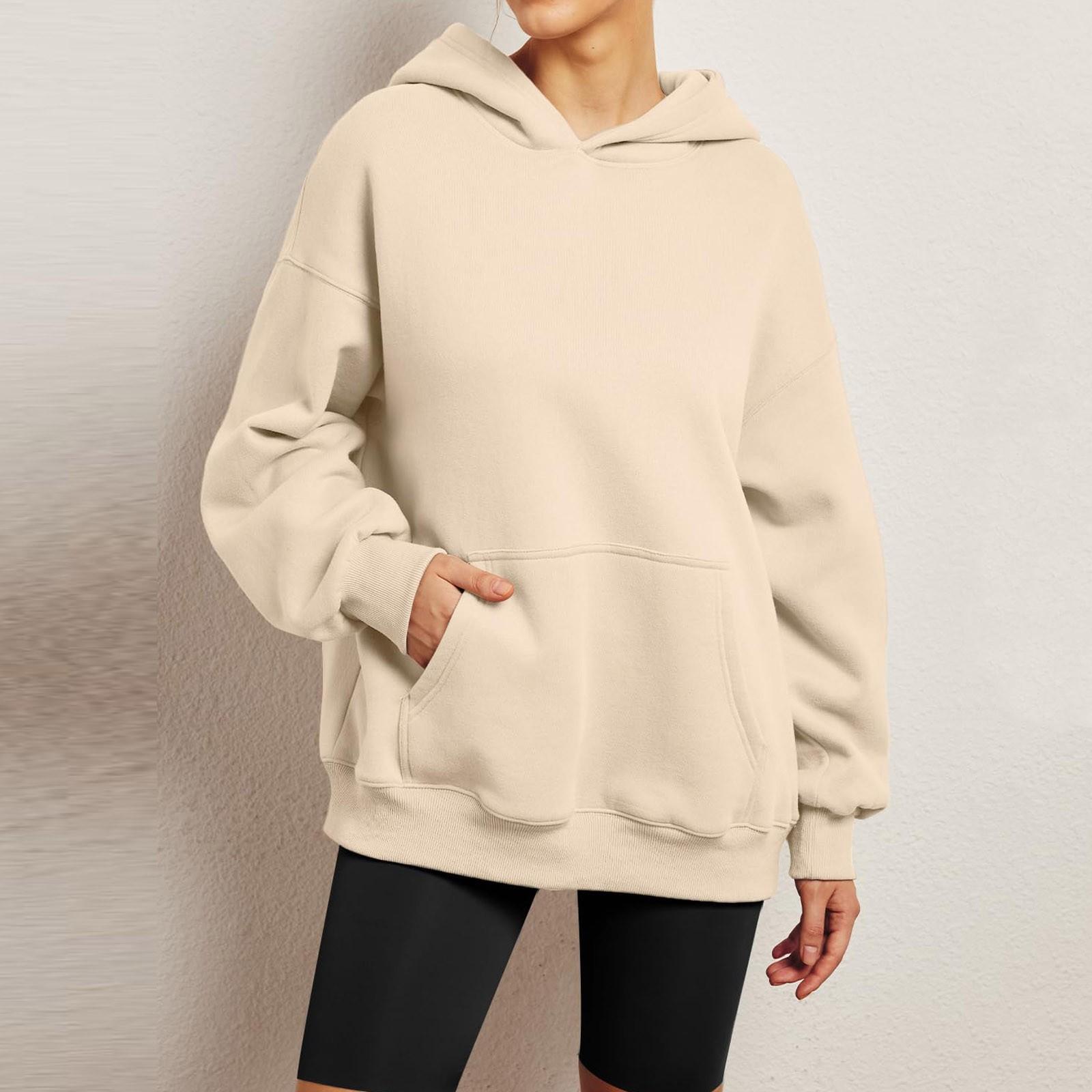 Womens Oversized Sweatshirts Fleece Hoodies Long Sleeve Shirts Pullover Fall Clothes With Pocket XL