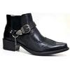 Fashion  Men's Vintage Cowboy Boots Leather High Top Chain Buckle Strap Punk Shoes Pointed Toe Biker Boots Men