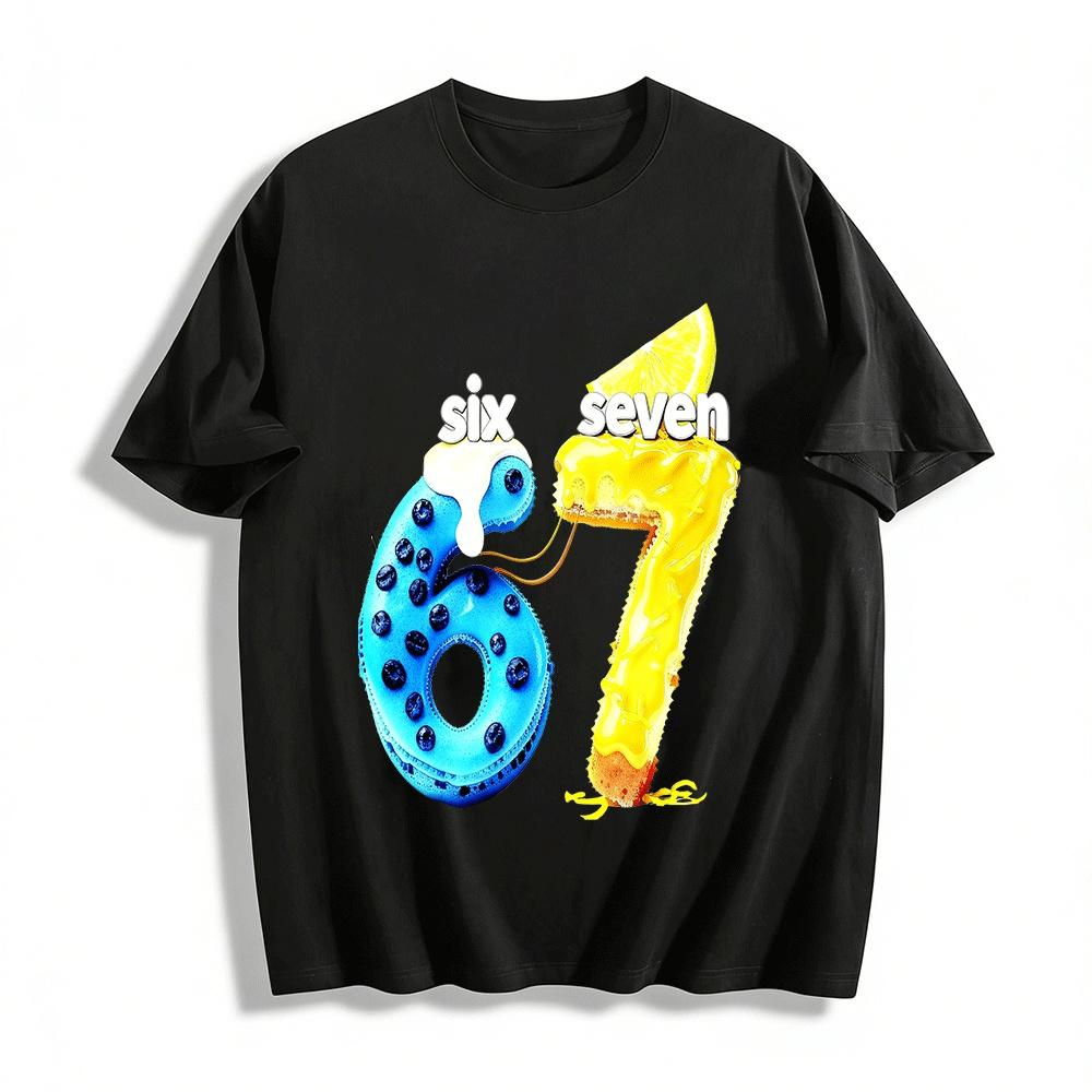 Sweet Dessert Number 67 Print Tshirt Kids Casual Food Style Top Pure cotton T-shirt XXS